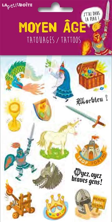 TATOUAGES EPHEMERES MOYEN AGE CARTONS DE 10 EXEMPLAIRES