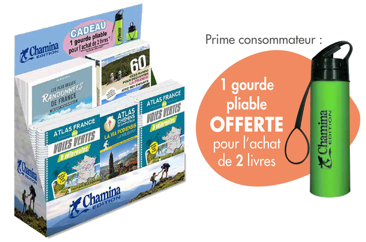 PLV DE TABLE PLEINE CHAMINA 16 VOLUMES + PRIME GOURDE 2 POUR 1