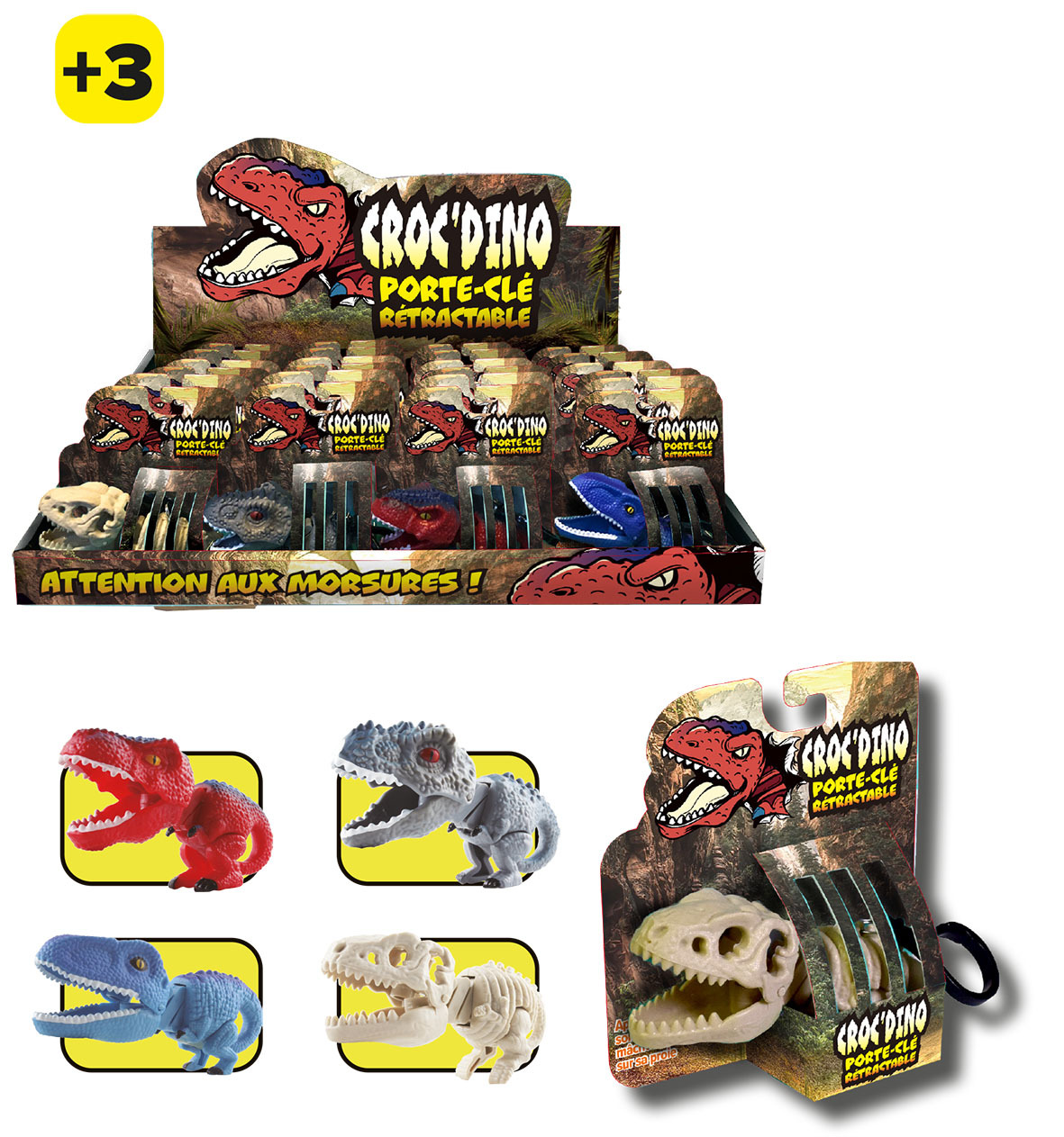 DISPLAY 24 PORTE-CLES CROC DINOSAURE