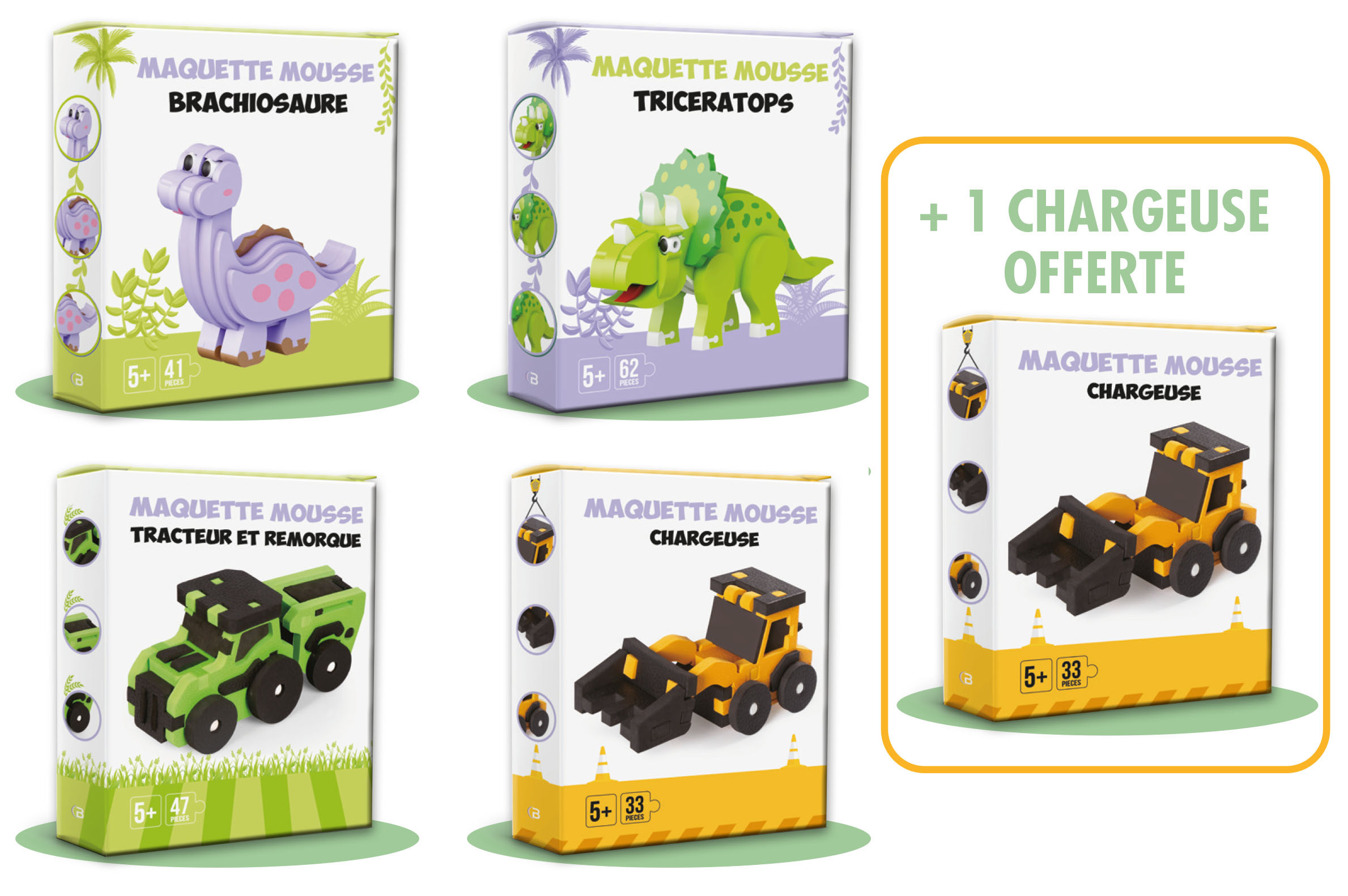 PACK MAQUETTES 3D MOUSSE (4 MODELES / 10EX) + 1 OFFERT