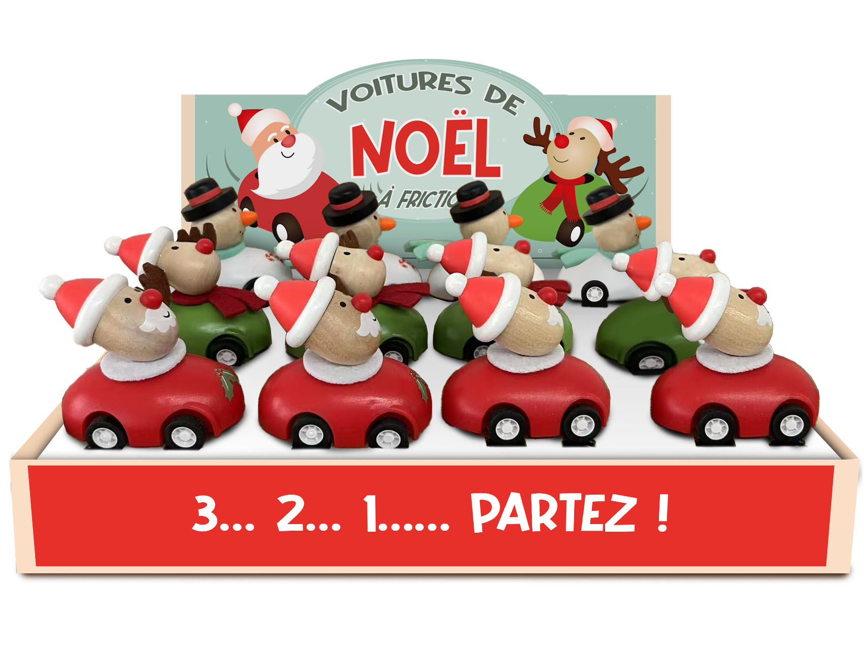 DISPLAY 12 VOITURES A FRICTION DE NOEL (3 MODELES/4 EX)
