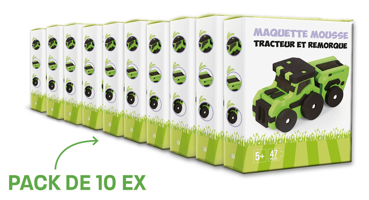 PACK 10EX - MAQUETTE MOUSSE TRACTEUR ET REMORQUE