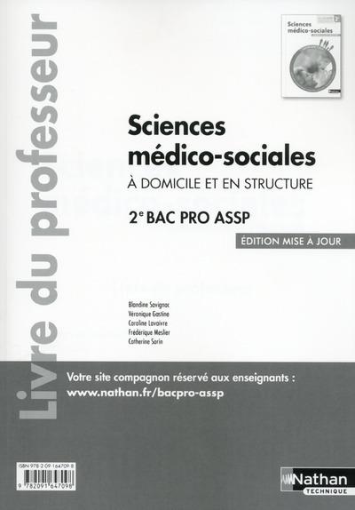 Sciences médico-sociales (poch) 2e Bac pro ASSP option en structure et à domicile professeur - 2016