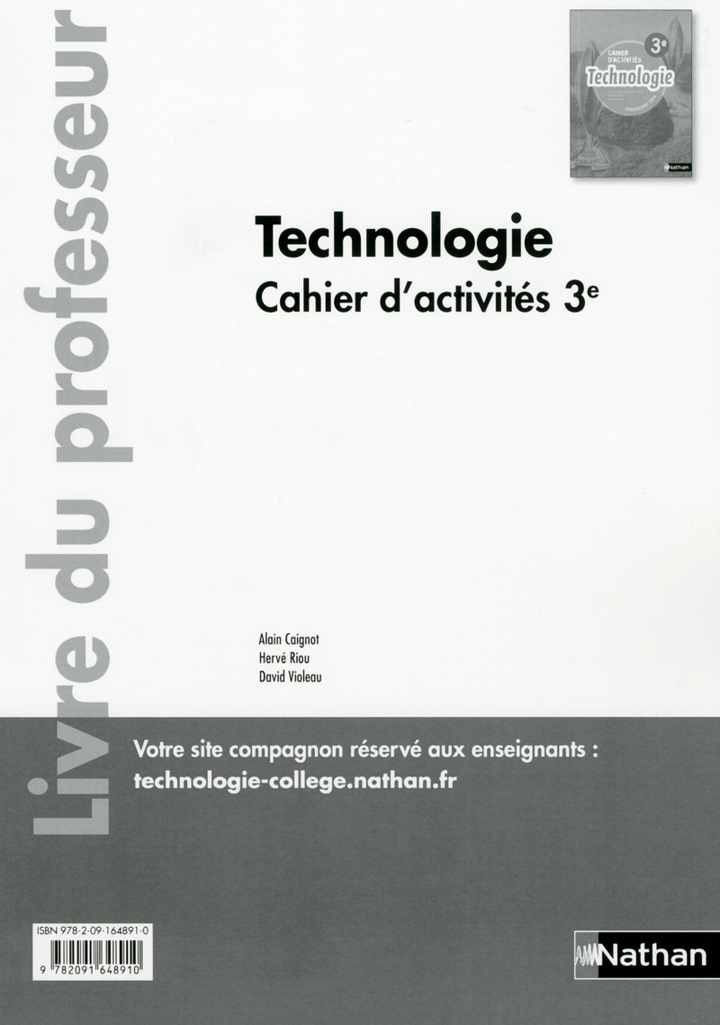 Technologie - Cahier d'activités 3ème - Professeur - 2017