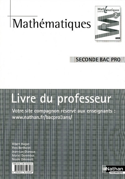 Mathématiques - 2e Bac Pro Livre du professeur Livre du professeur