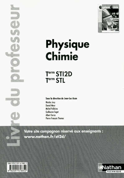 Physique chimie - Terminales STI2D-STL Livre du professeur
