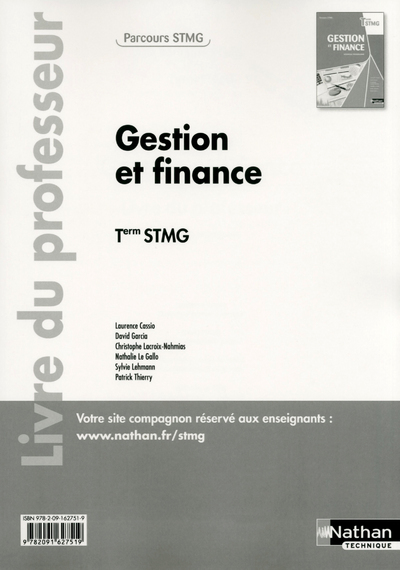 Gestion et finance - Tle STMG - livre du professeur Parcours STMG
