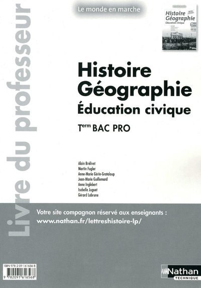 Histoire-Géographie-Education civique - Tle Bac Pro - Livre du professeur Le monde en marche