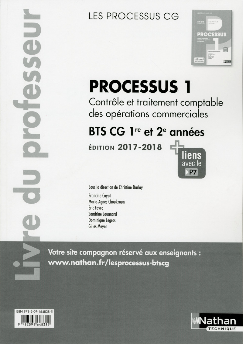 Processus 1 BTS CG 1ère et 2ème années (Les Processus CG) Professeur - 2017