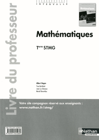 Mathématiques - Tle STMG - livre du professeur Intervalle