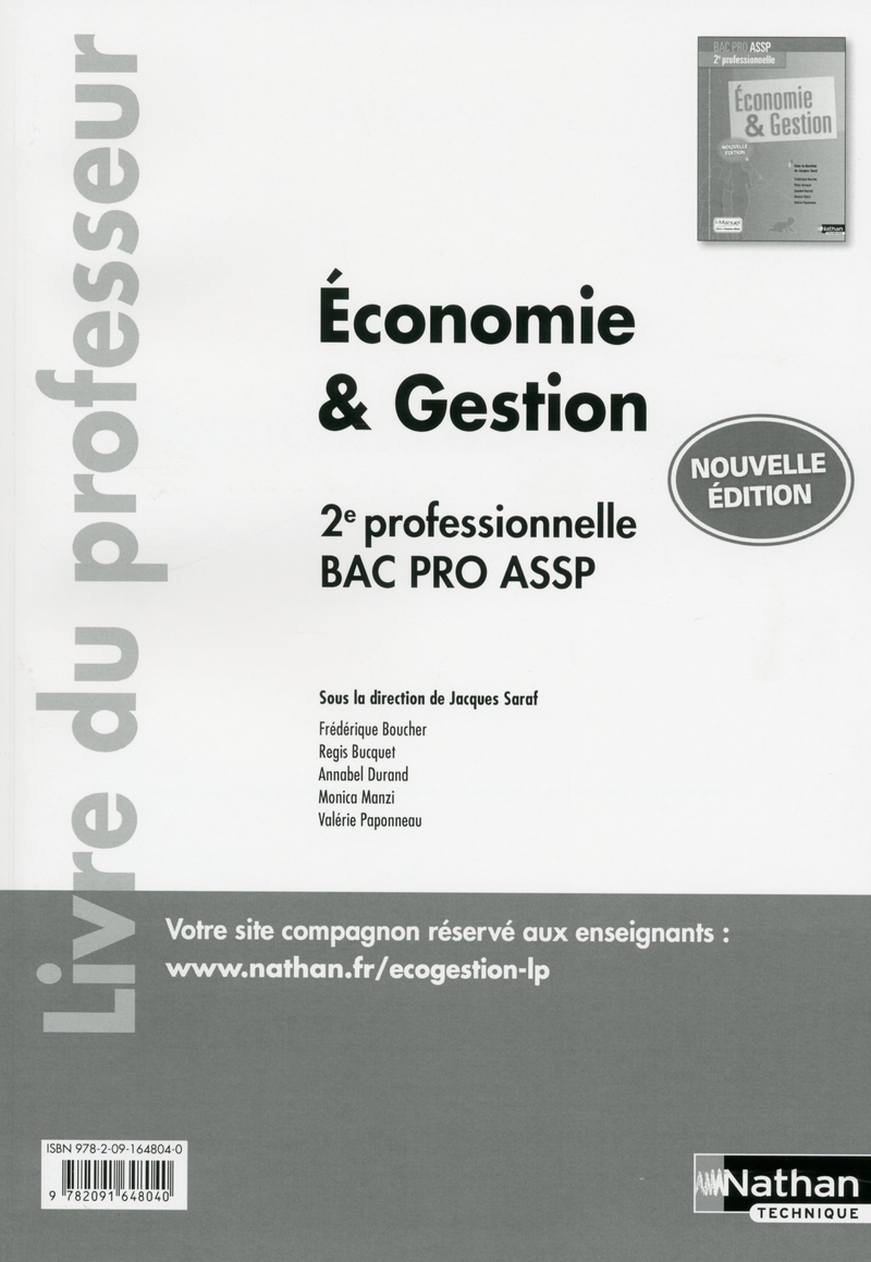 Economie & Gestion - 2ème professionnelle - Bac Pro ASSP - Professeur - 2017