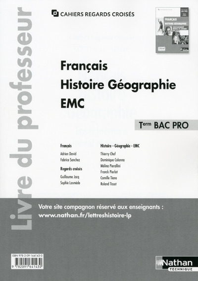 Français Histoire-Géographie EMC Term Bac pro - professeur (Regards croisés) - 2016