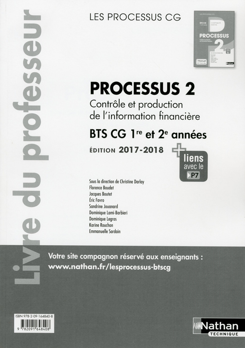 Processus 2 BTS CG 1ère et 2ème années (Les Processus CG) Professeur 2017
