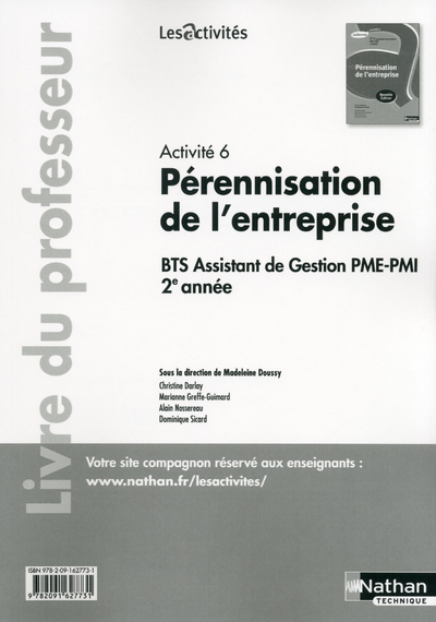 Pérennisation de l'entreprise Activité 6 Les Activités Livre du professeur