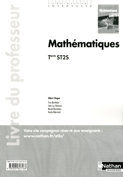 Mathématiques - Tle ST2S - livre du professeur Intervalle