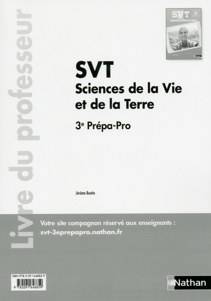 SVT Sciences de la Vie et de la Terre 3e Prépa-pro Livre du professeur 2017