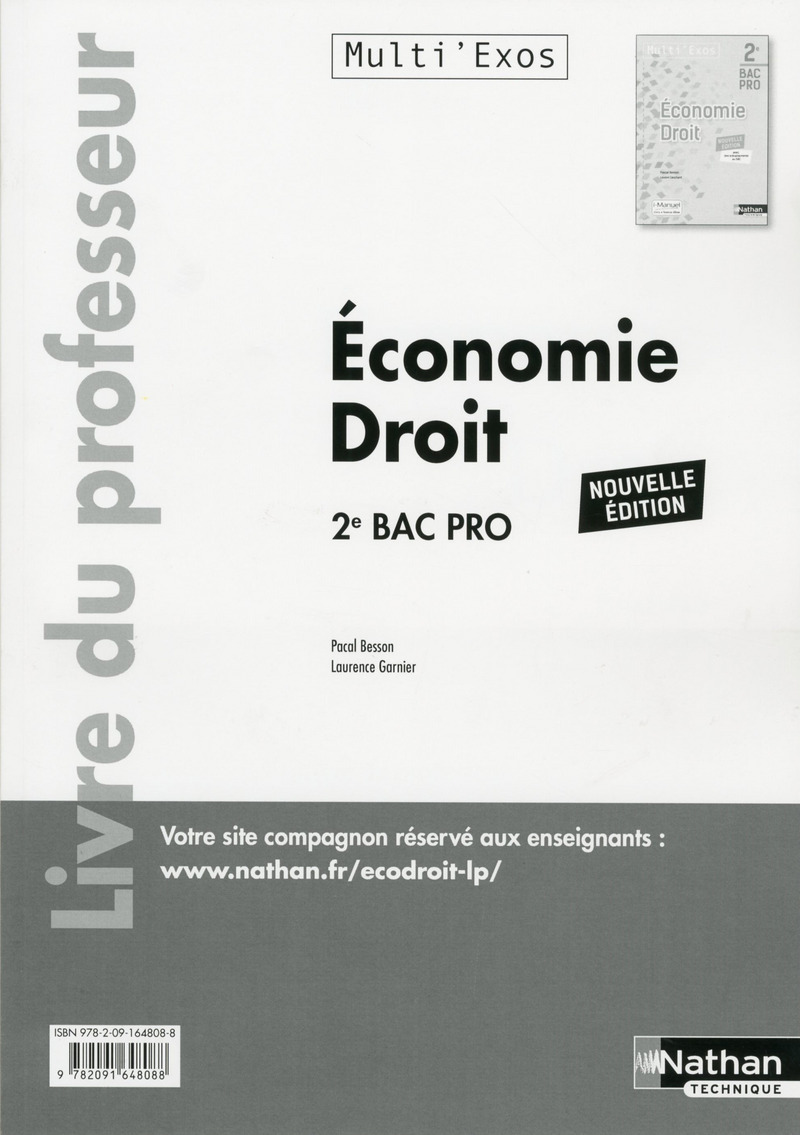 Economie Droit - 2ème BAC PRO (Multi'Exos) Professeur - 2017