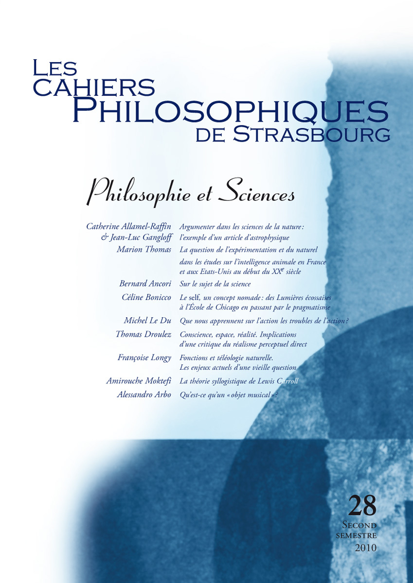 CAHIERS DE STRASBOURG, N. 28 PHILOSOPHIE ET SCIENCES