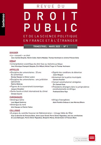Revue du Droit Public 01/2025
