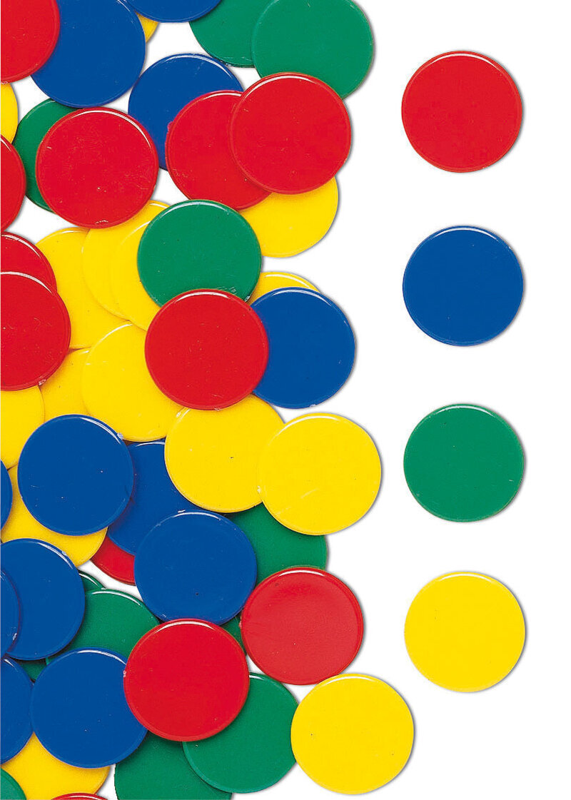 Jetons en plastique 4 couleurs par 200