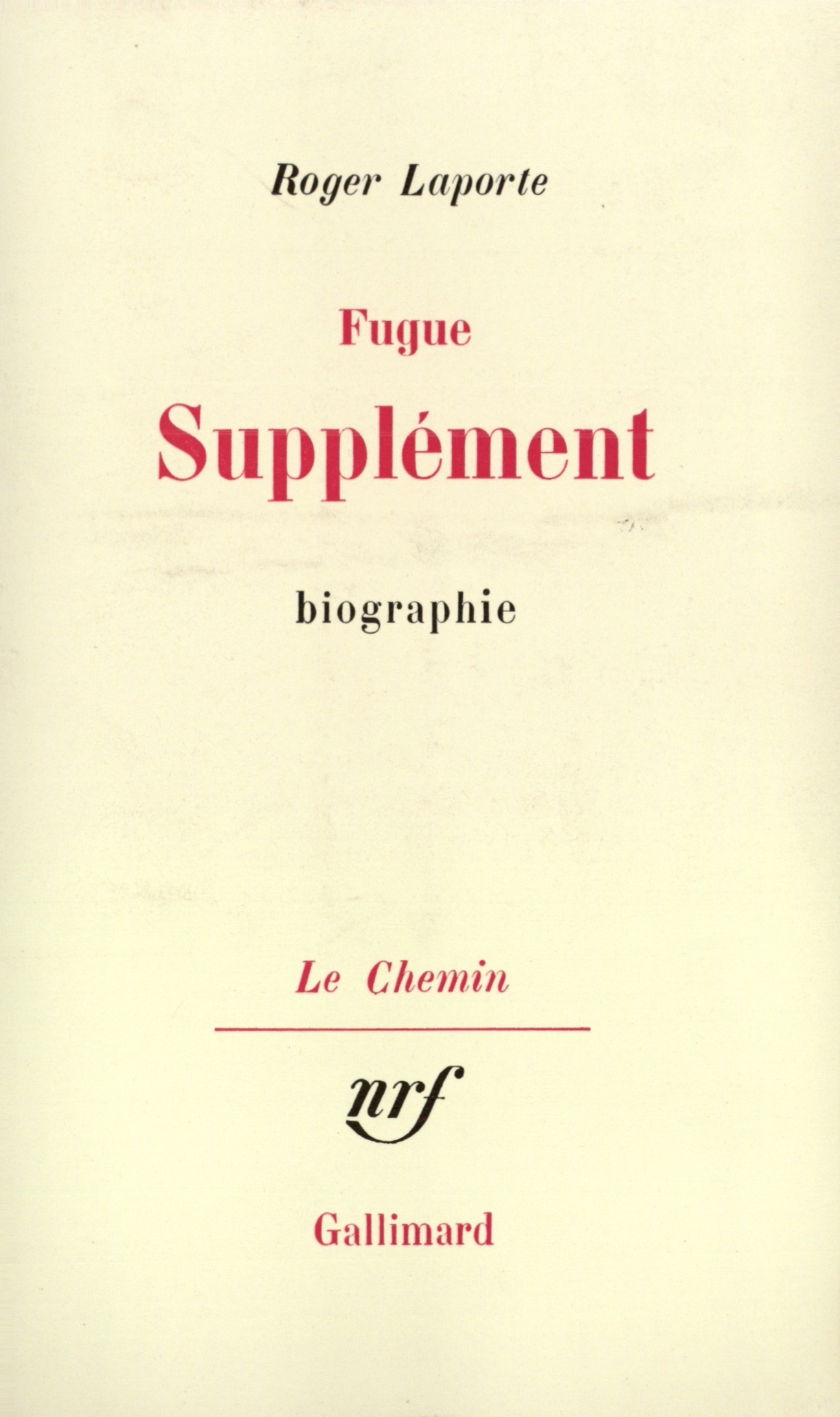 FUGUE. SUPPLEMENT(BIOGRAPHIE)