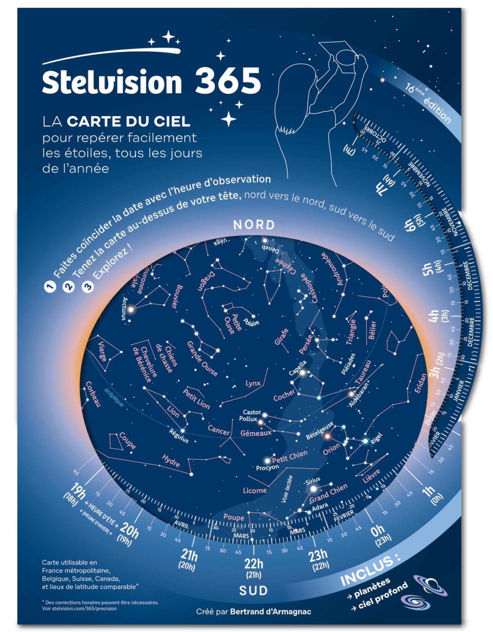 STELVISION 365 - LA CARTE DU CIEL POUR REPERER FACILEMENT LES ETOILES, TOUS LES JOURS DE L´ANNEE