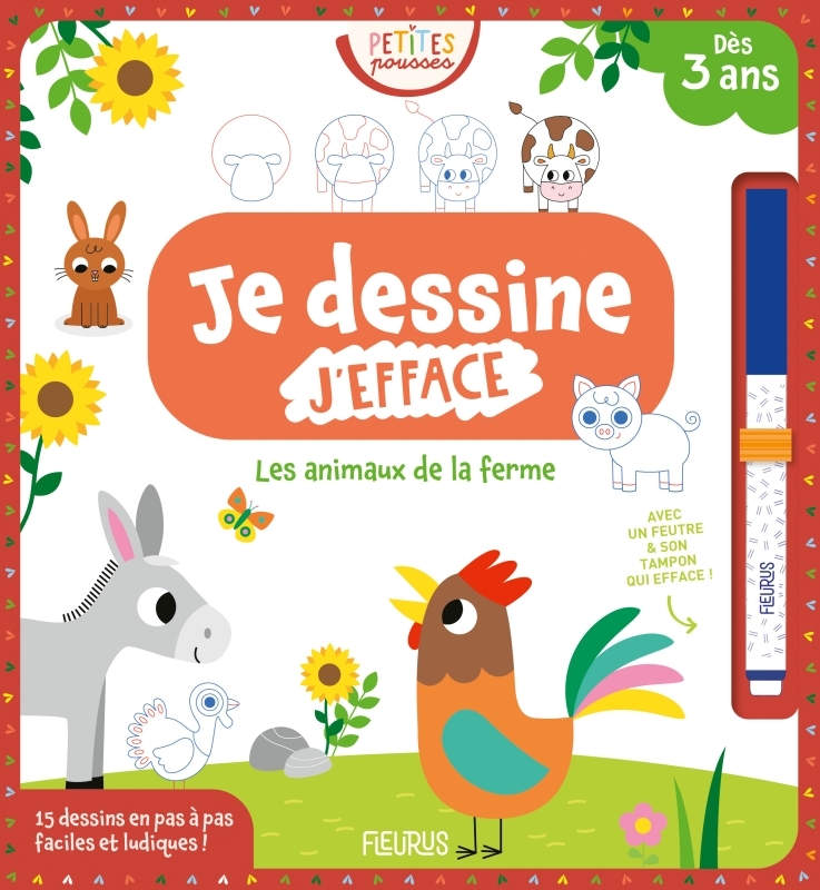 JE DESSINE, J´EFFACE PETITES POUSSES LES ANIMAUX DE LA FERME