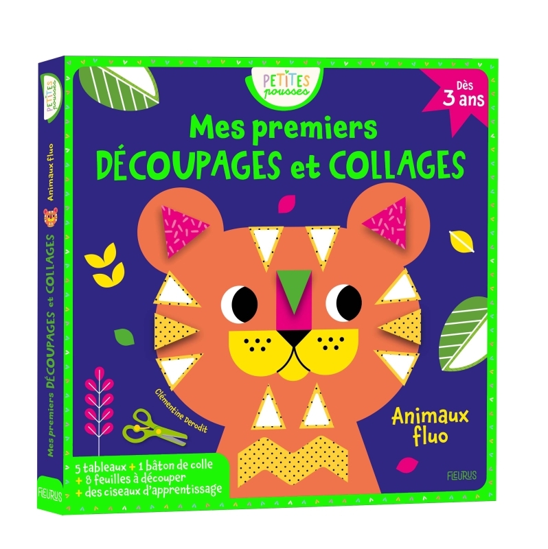 Mes premiers découpages et collages - Animaux fluo