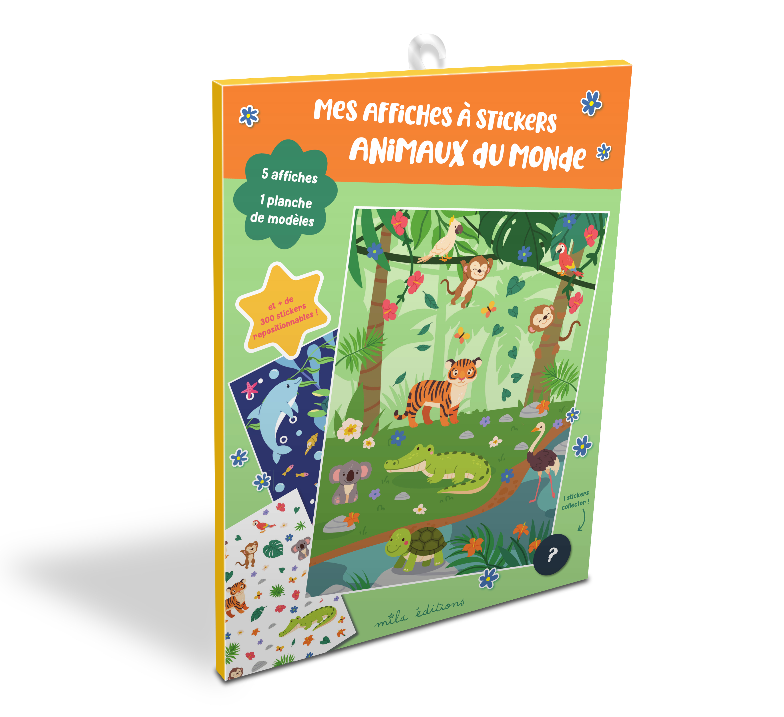 Mes affiches à stickers - Animaux du monde - avec 5 affiches et plus de 300 stickers repositionnables !