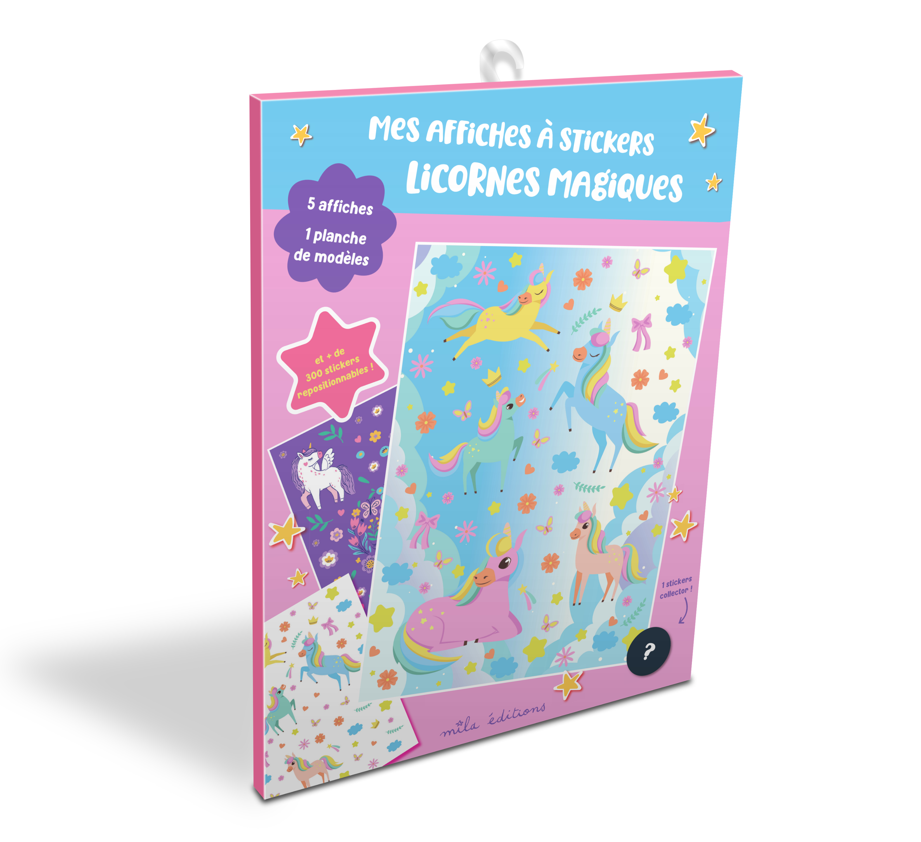 Mes affiches à stickers - Licornes magiques - avec 5 affiches et plus de 300 stickers repositionnables !