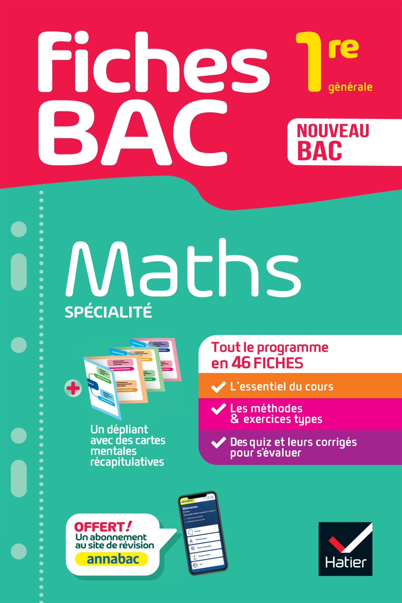 Fiches bac - Maths 1re générale (spécialité) - tout le programme en fiches de révision détachables