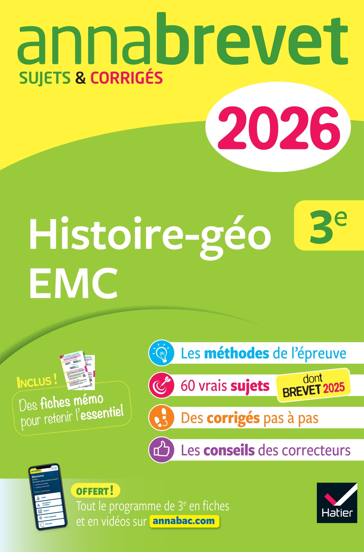 Annales du brevet 2026 - Annabrevet Histoire-géographie EMC 3e - Nouveau brevet - sujets corrigés & méthodes pour réussir son brevet