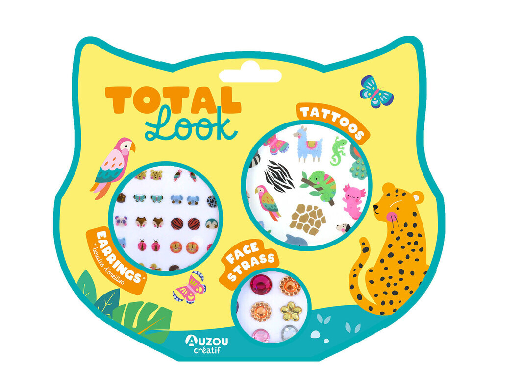 Total look animaux - Tattoos - boucles d'oreilles - face strass