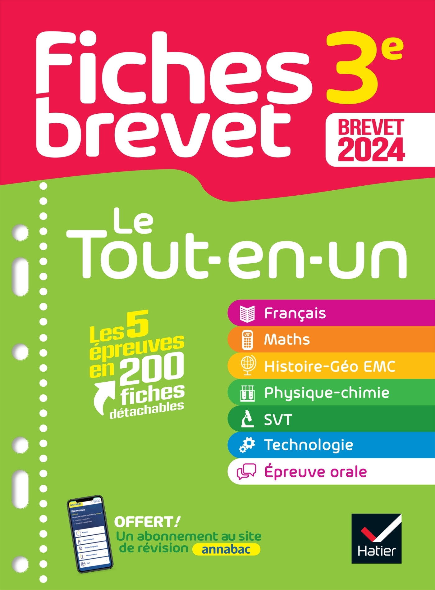 Fiches brevet Le tout-en-un du Brevet 2024 - 3e (toutes les matières) - français, maths, histoire-géographie EMC, SVT, physique-chimie, technologie