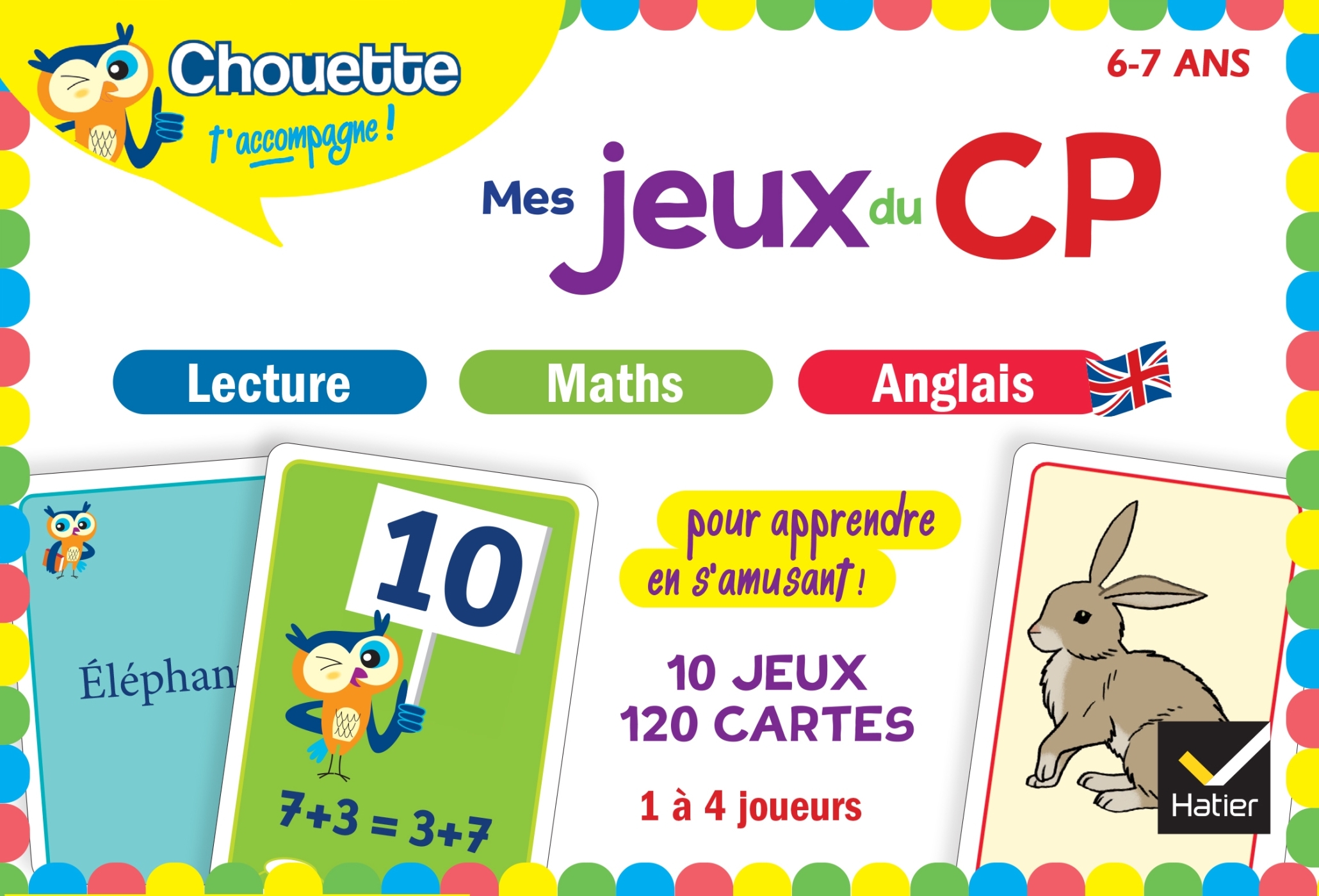 Chouette - Mes jeux du CP en lecture, maths, anglais - 10 jeux éducatifs - 120 cartes