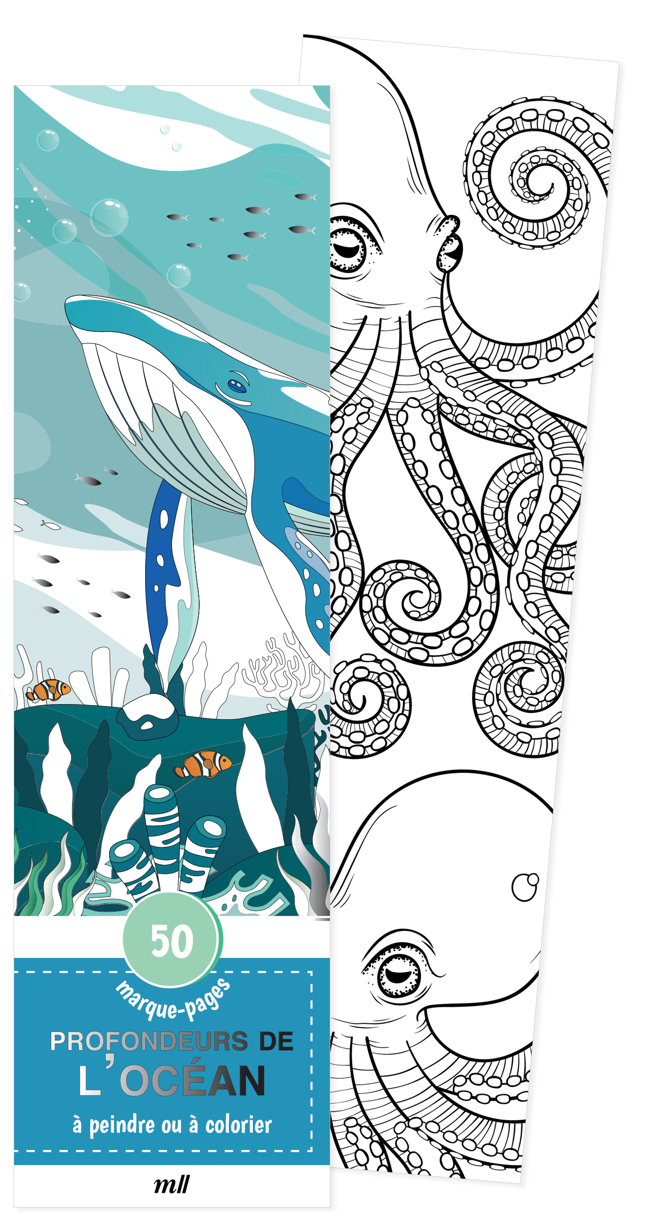 Marque-pages - Profondeurs de l'océan - 50 marque-pages à peindre ou à colorier, pour soi ou à offrir !