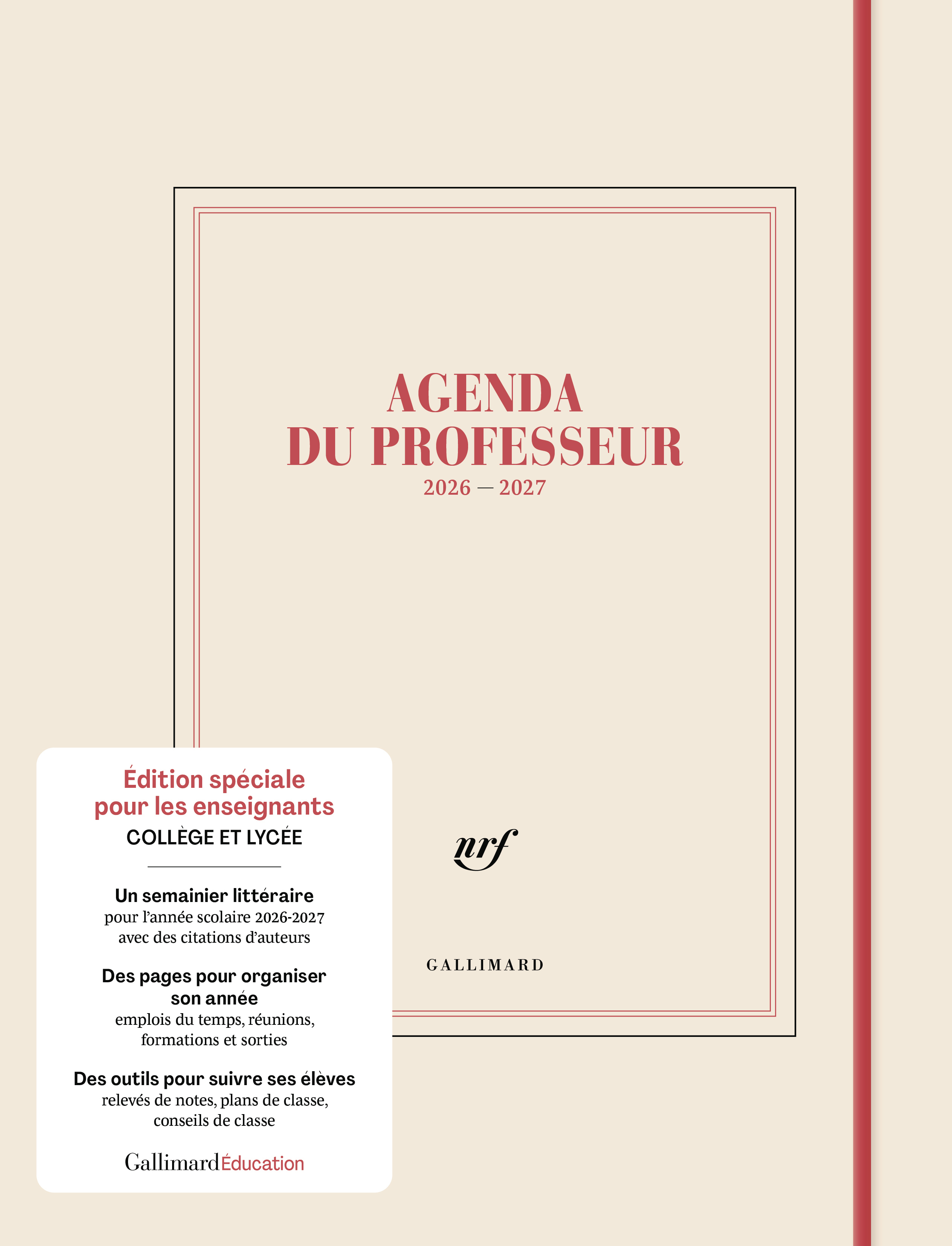 AGENDA DU PROFESSEUR 2026 - 2027 - EDITION SPECIALE ENSEIGNANTS COLLEGE ET LYCEE
