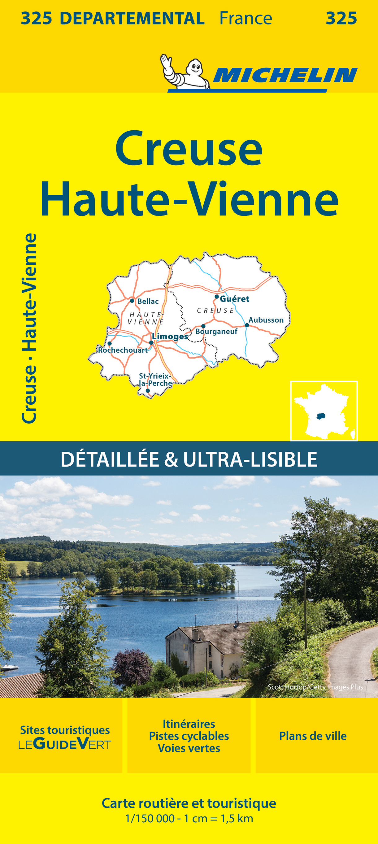 CARTE DEPARTEMENTALE 325 CREUSE, HAUTE-VIENNE