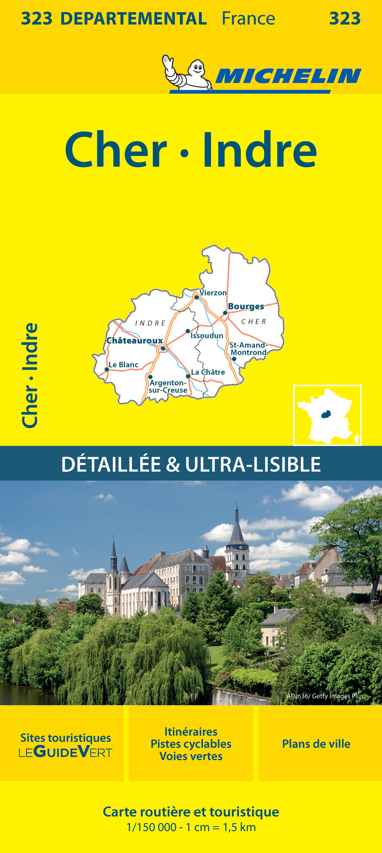 CARTE DEPARTEMENTALE 323 CHER, INDRE