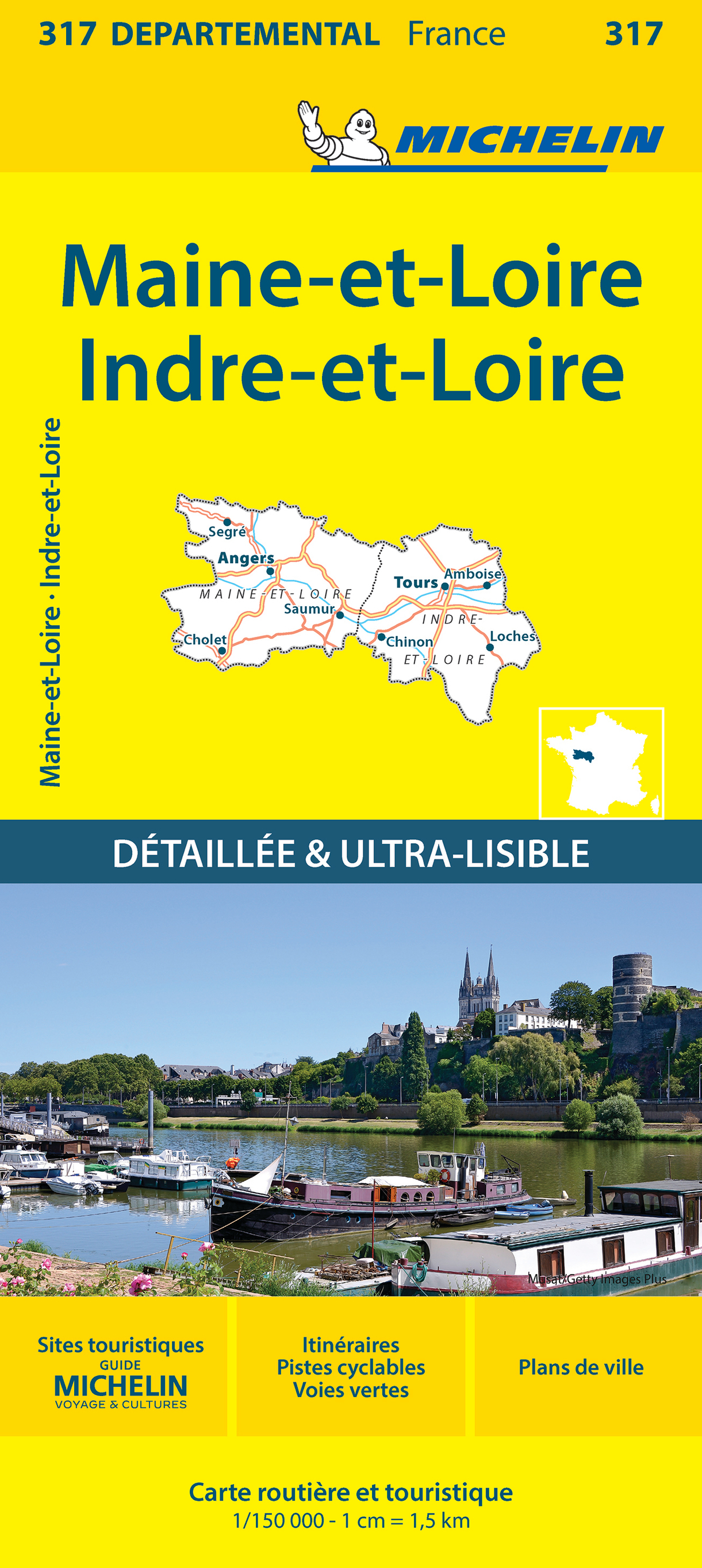 CARTE DEPARTEMENTALE 317 INDRE ET LOIRE, MAINE ET LOIRE