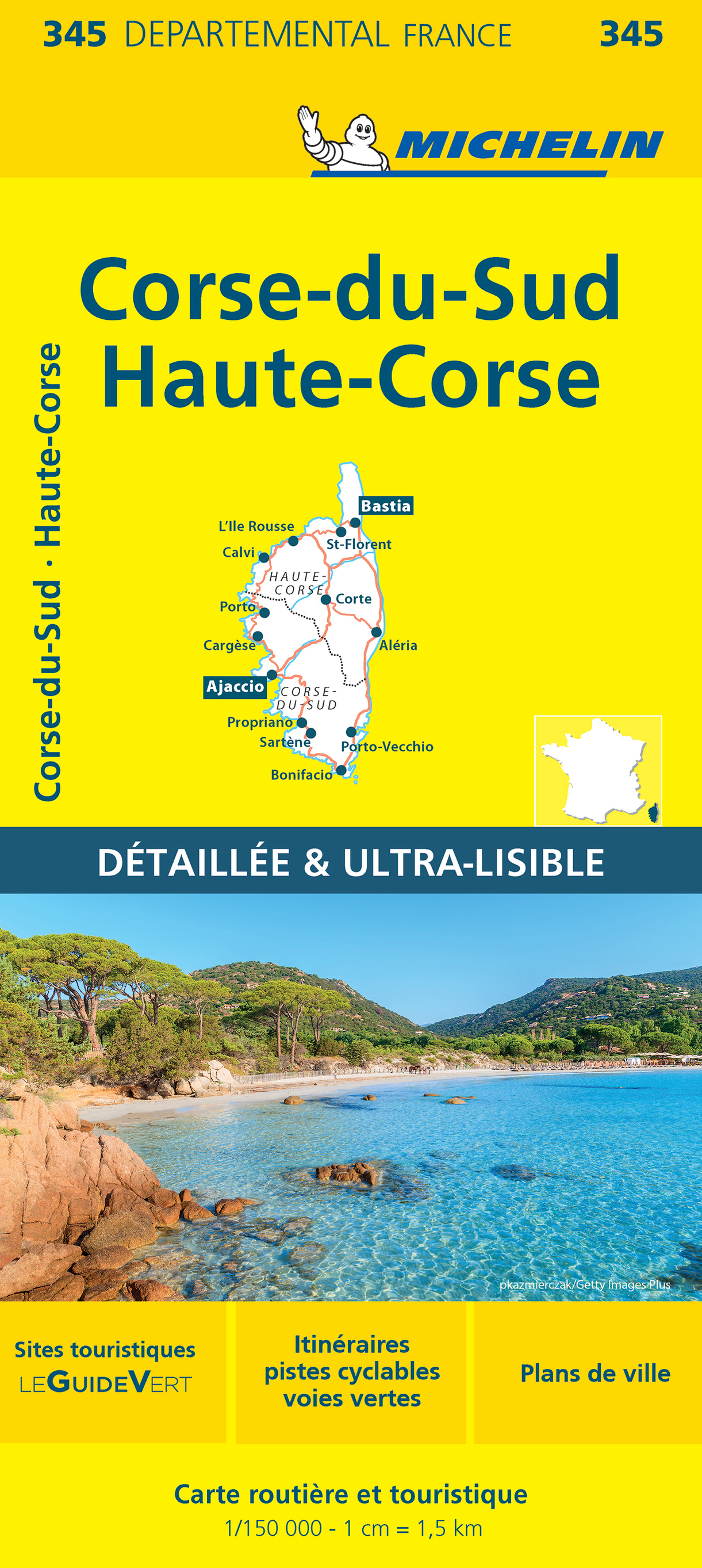 CARTE DEPARTEMENTALE 345 CORSE - DU - SUD, HAUTE - CORSE