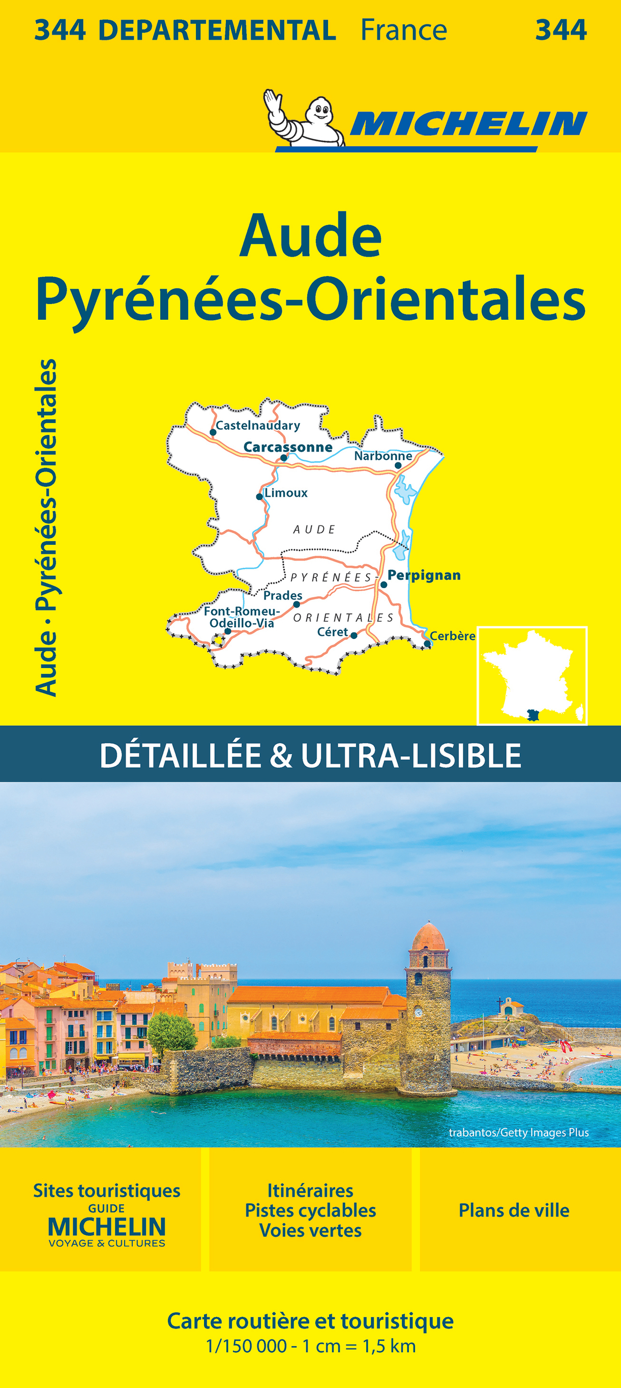 CARTE DEPARTEMENTALE 344 AUDE, PYRENEES - ORIENTALES