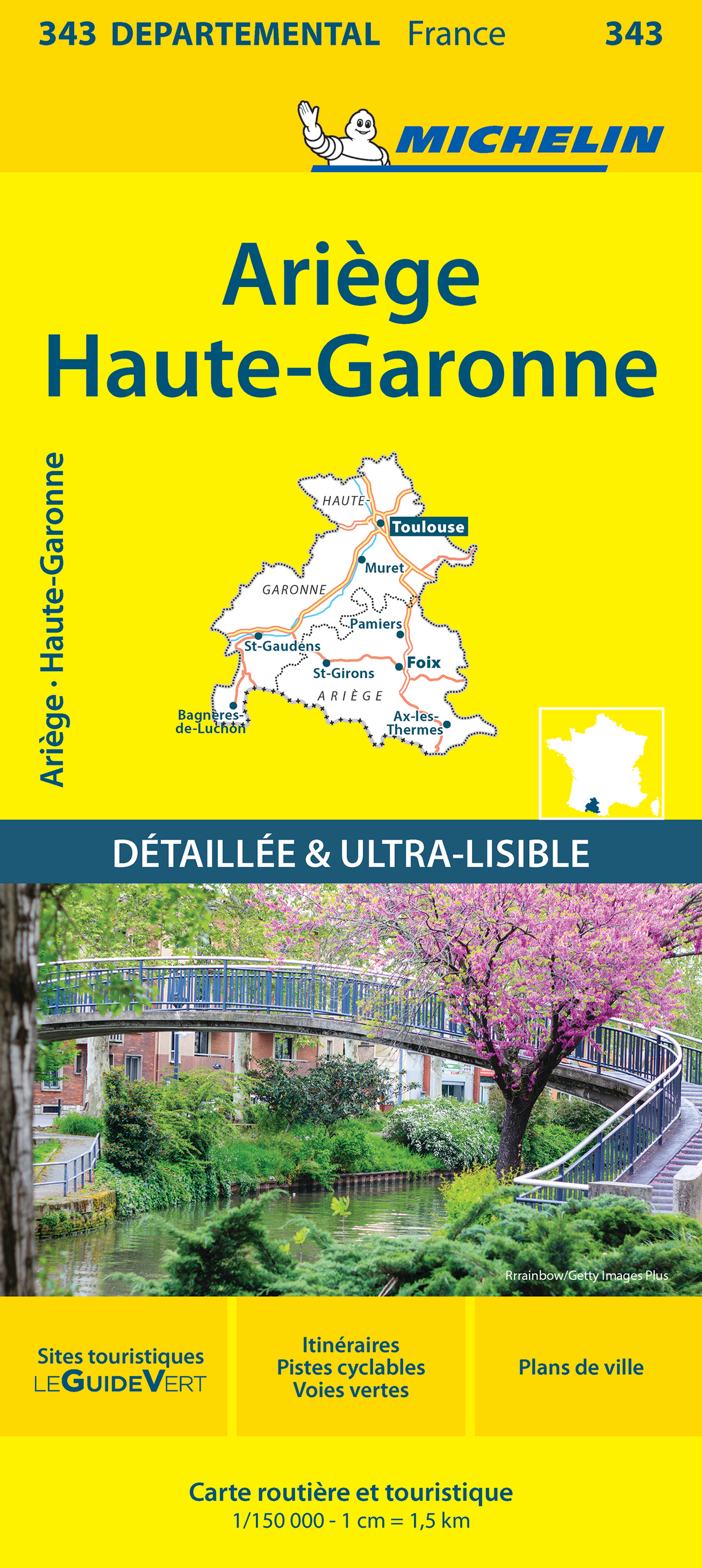 CARTE DEPARTEMENTALE 343 ARIEGE, HAUTE-GARONNE