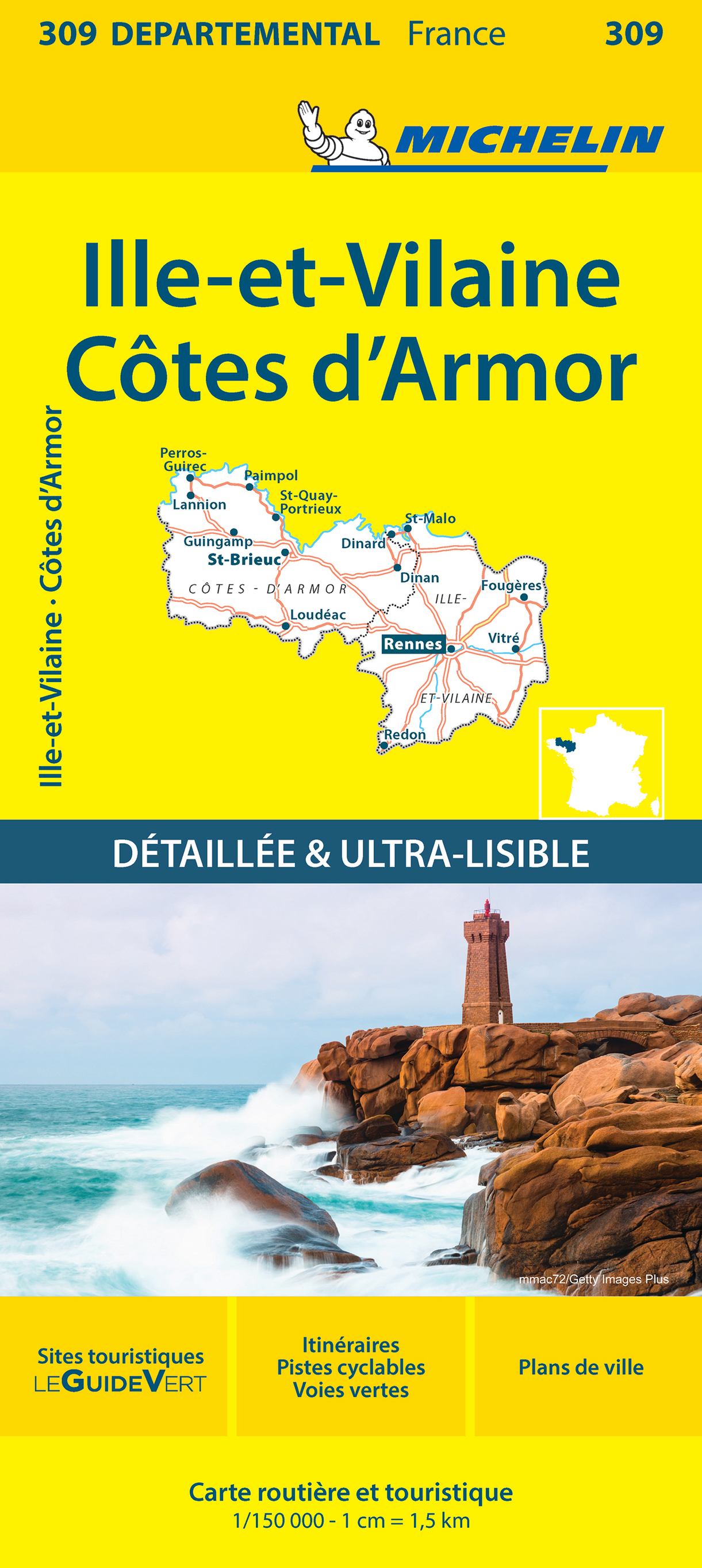 CARTE DEPARTEMENTALE 309 COTES D´ ARMOR / ILLE - ET - VILAINE