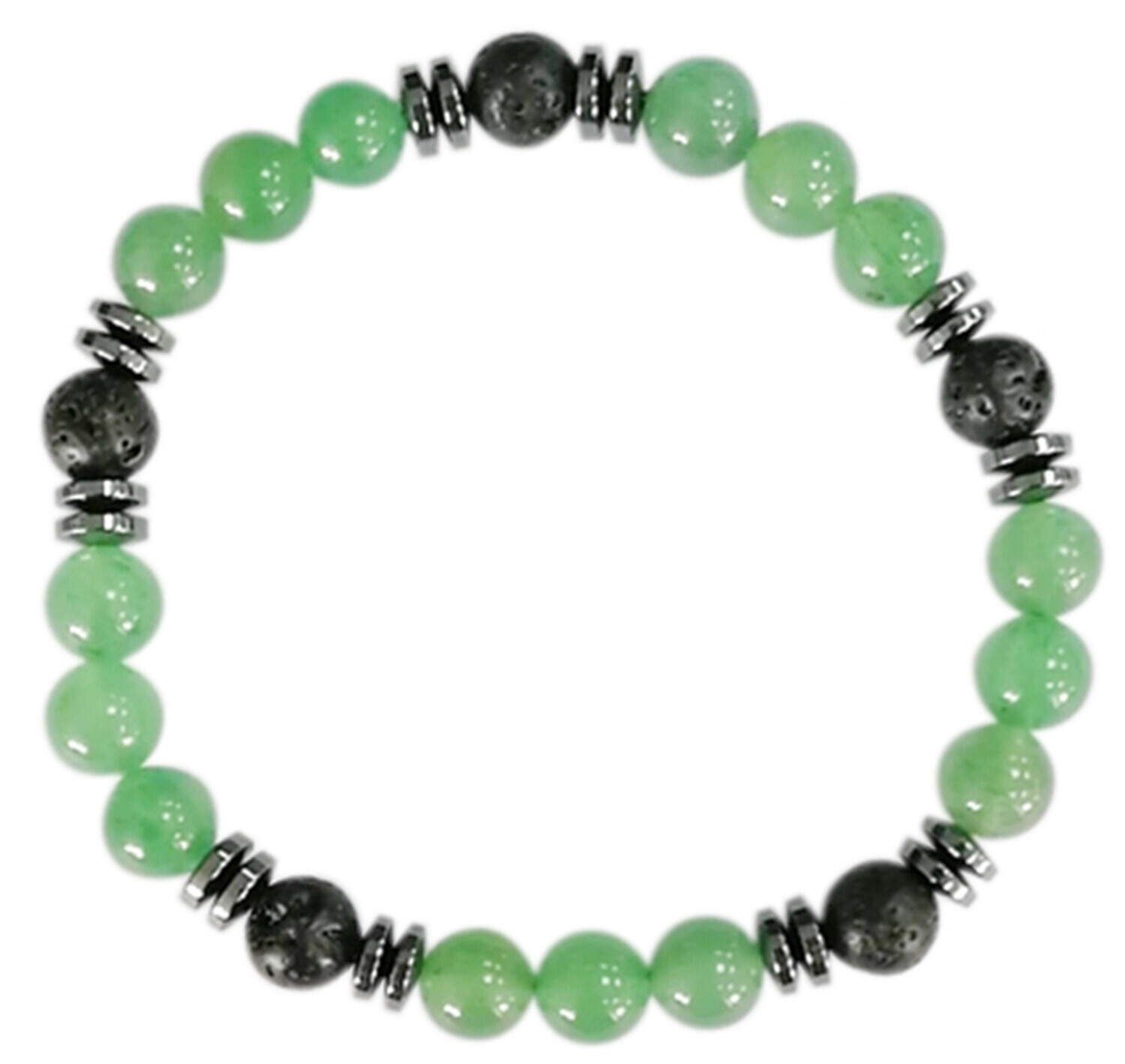BRACELET H AVENTURINE VERTE, PIERRE DE LAVE PERLES RONDES 8 MM - PCV TTC 11.90€
