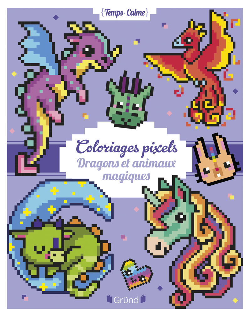 Coloriages pixels - Dragons et animaux magiques