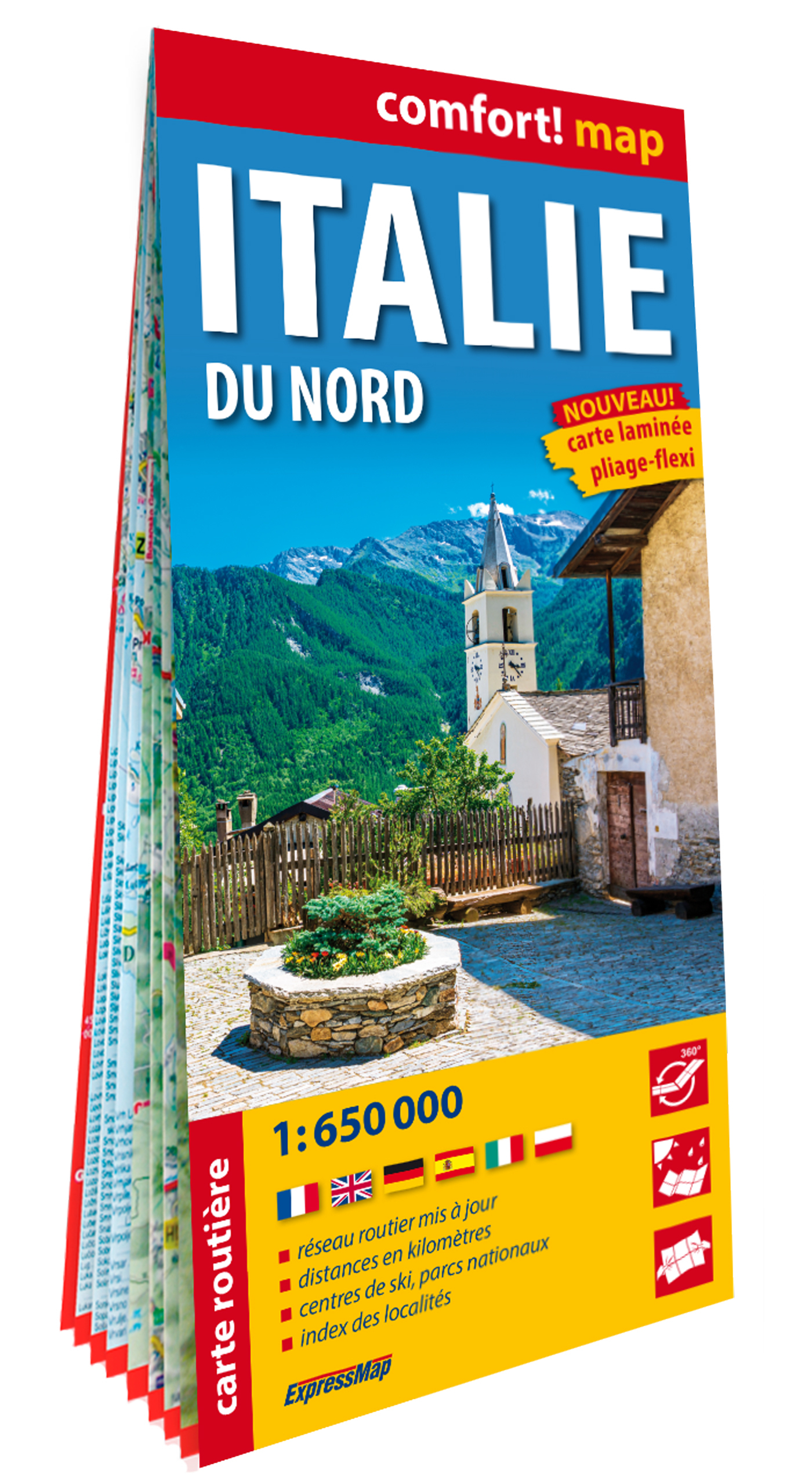 ITALIE DU NORD 1/650.000 (CARTE GRAND FORMAT LAMINEE) - NOUVELLE EDITION