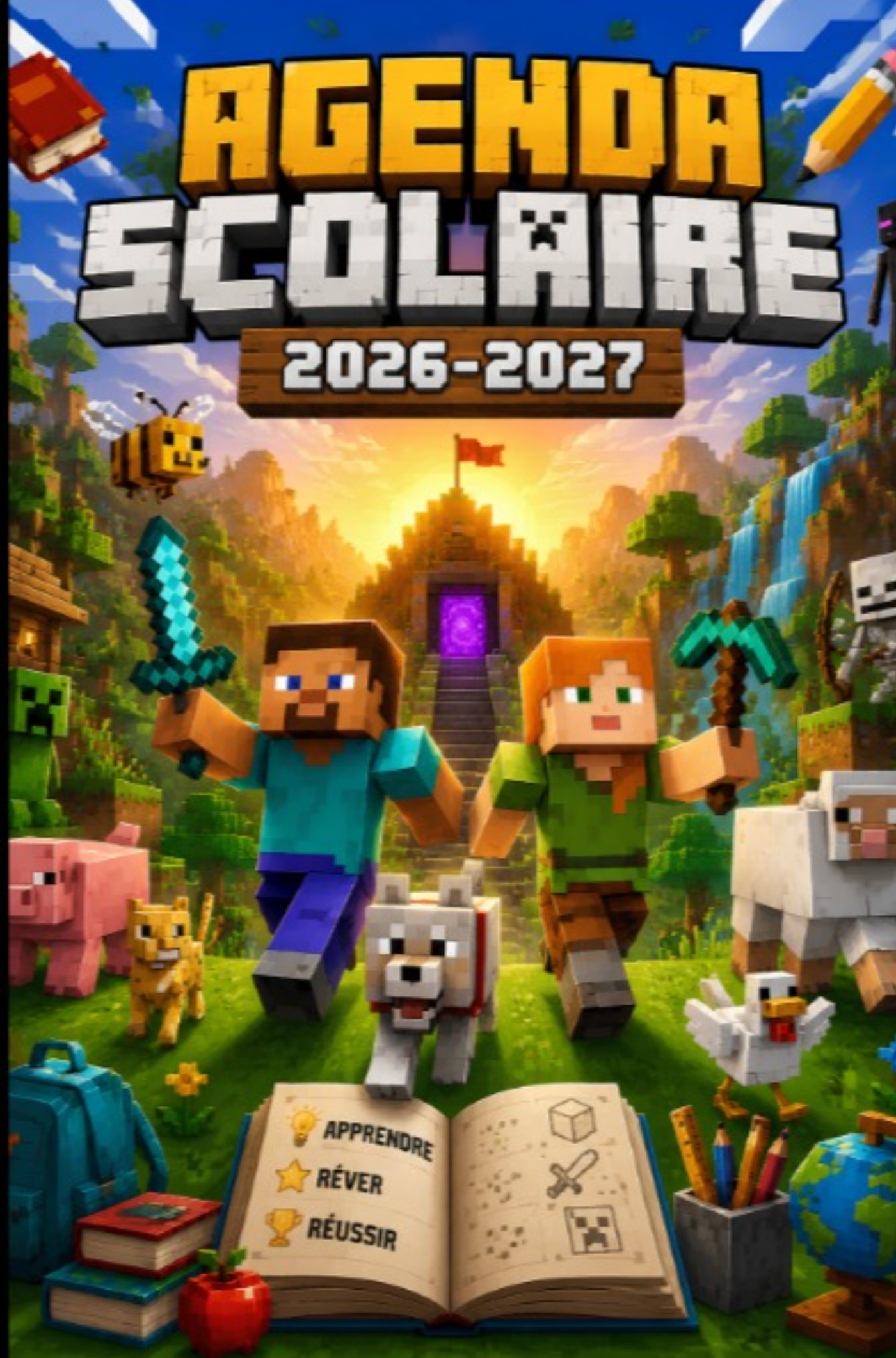 Agenda Scolaire 2026 2027 - Organisateur scolaire quotidien pour garçons et filles - Primaire, Collège & Lycée ...