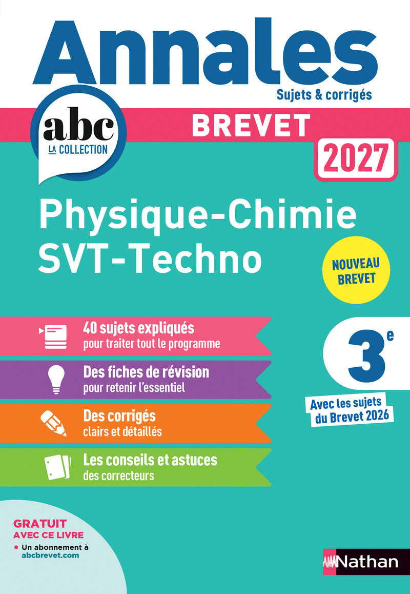 Annales Brevet Physique Chimie - SVT - Techno 2027 - Corrigé