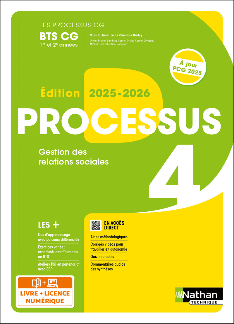 Processus 4 - Gestion des relations sociales - BTS CG 1re et 2e années - Coll. Les processus BTS CG - Éd. 2025 - Livre + licence